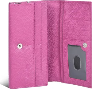 Ozora Handmade Bifold Premium Leather Slim Wallet with RFID Protection, Card Holders and ID Window for Women