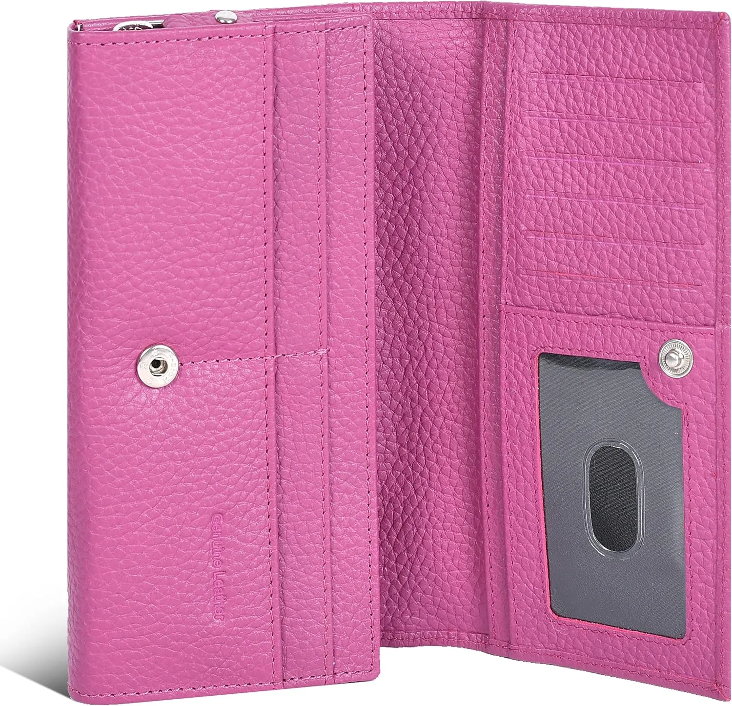Ozora Handmade Bifold Premium Leather Slim Wallet with RFID Protection, Card Holders and ID Window for Women