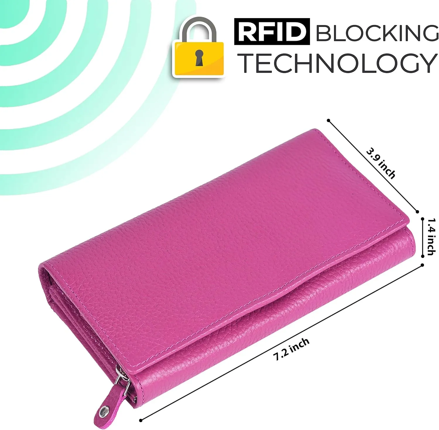 Ozora Handmade Bifold Premium Leather Slim Wallet with RFID Protection, Card Holders and ID Window for Women