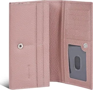 Ozora Handmade Bifold Premium Leather Slim Wallet with RFID Protection, Card Holders and ID Window for Women