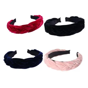 PartyKindom Gold Velvet Headband Set 4pcs Cross Hair Hoops Hair Band Braid Headwraps Stylish Headdress for Women