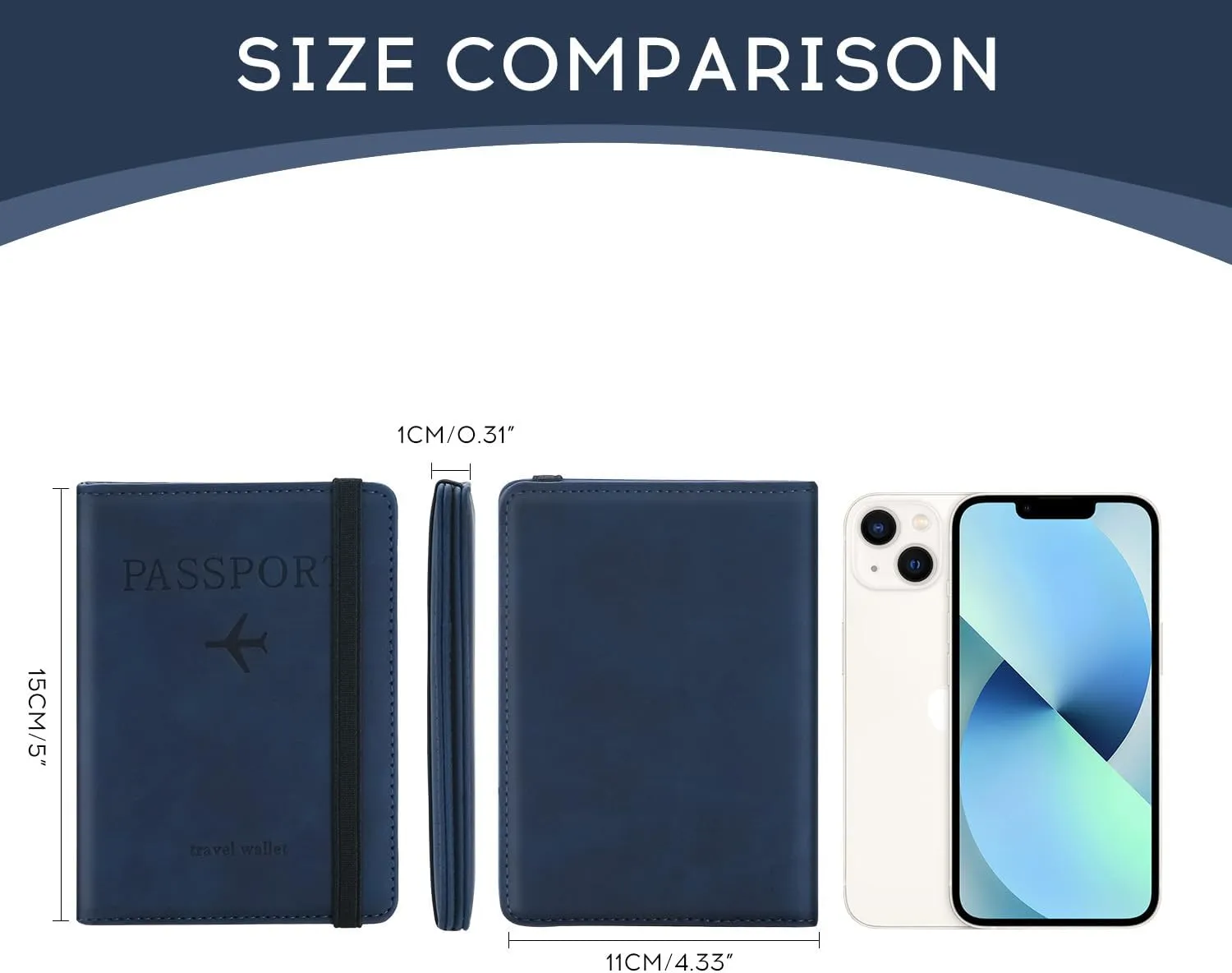 Passport Cover - RFID-Blocking Travel Wallet - Navy - Unisex Adults
