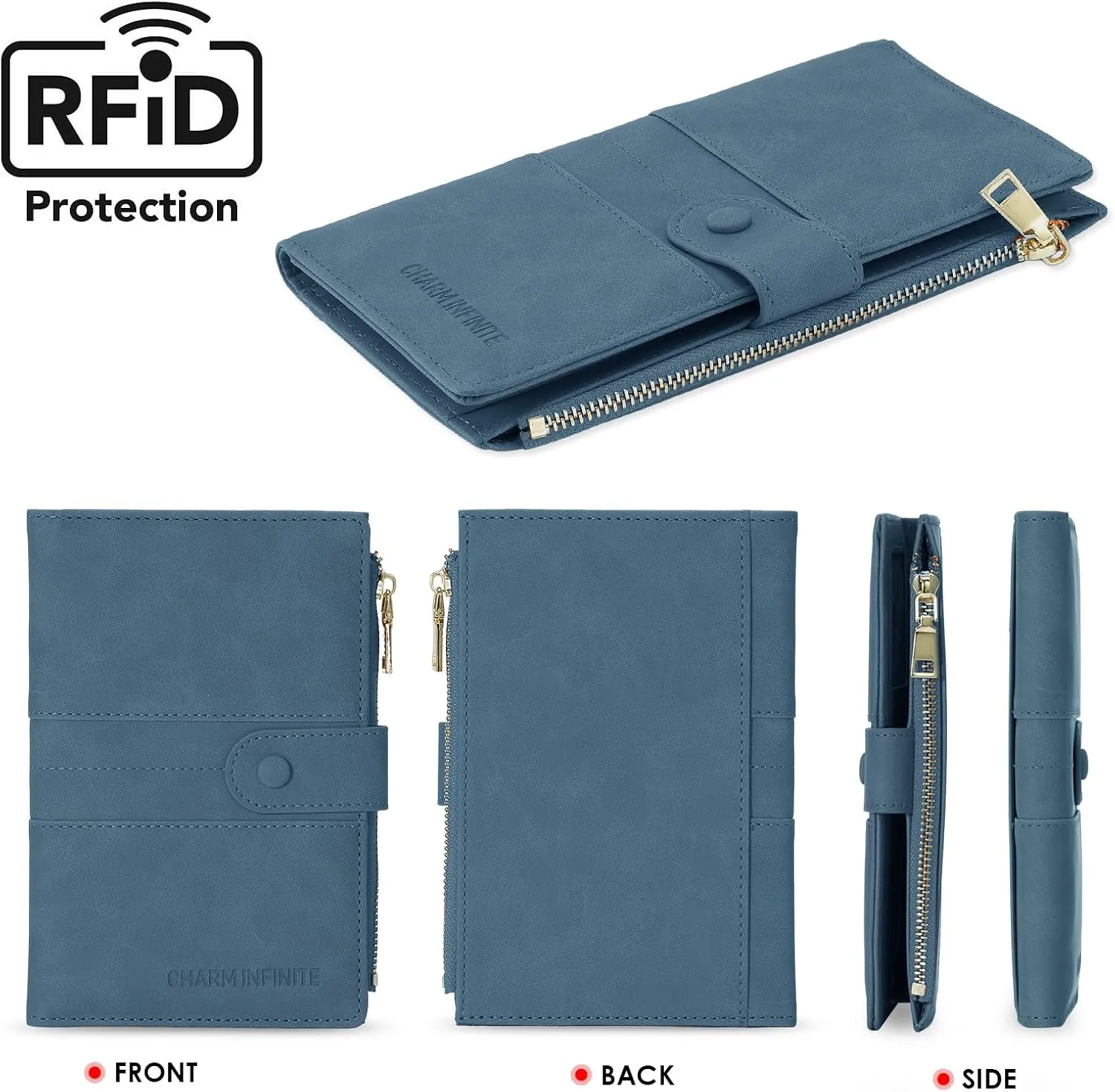 Passport Holder for Women Men Slim RFID Blocking Travel Passport Cover Wallet Purse with Zipper Pocket and Vaccine Card Slot