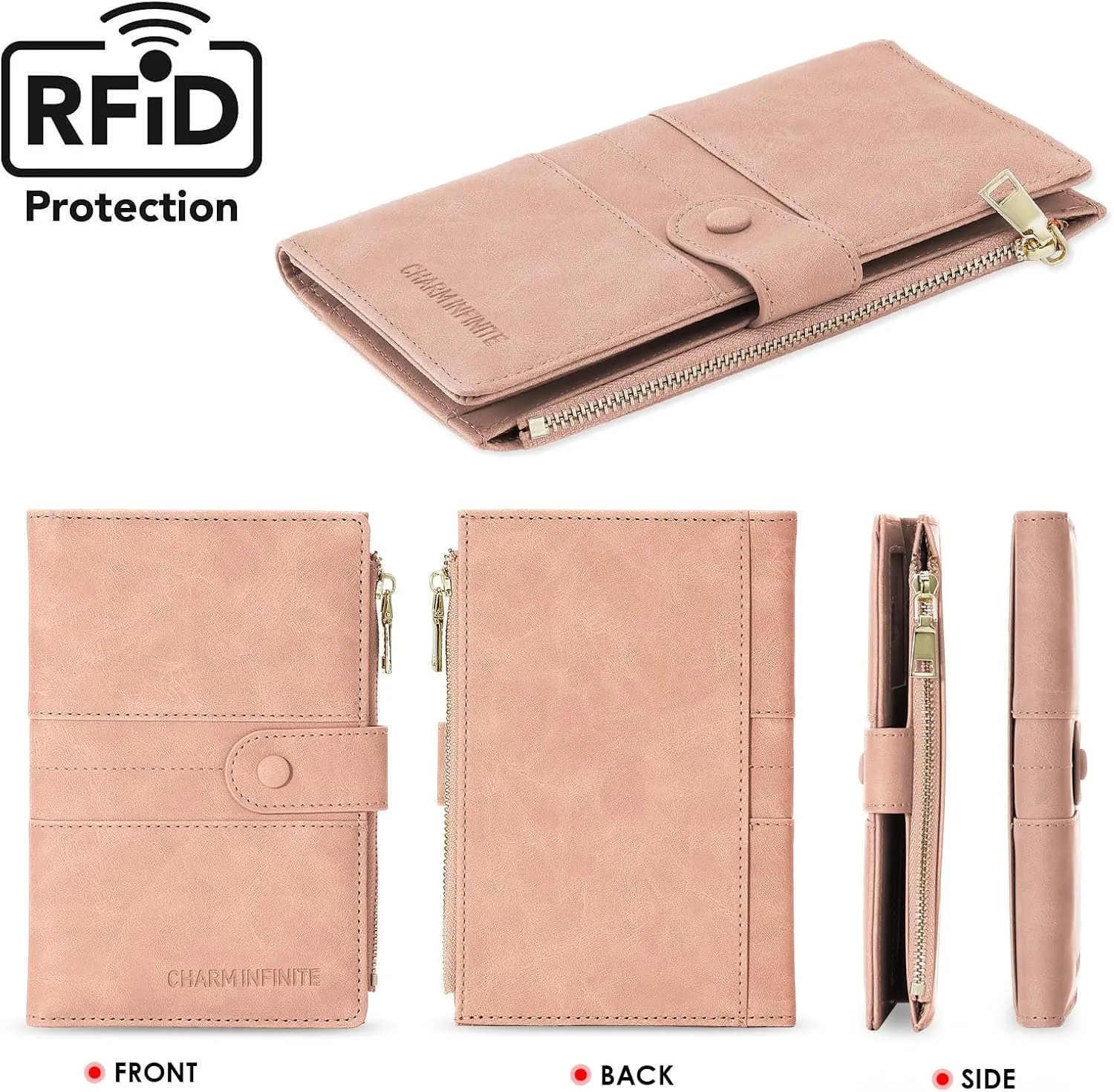 Passport Holder for Women Men Slim RFID Blocking Travel Passport Cover Wallet Purse with Zipper Pocket and Vaccine Card Slot