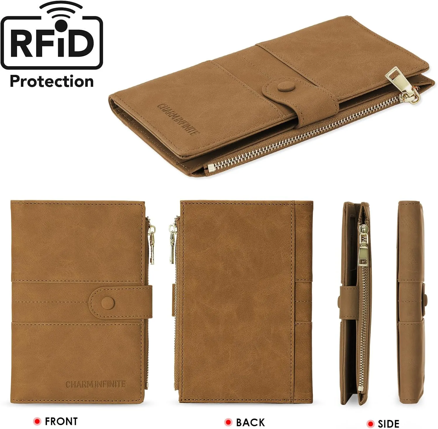Passport Holder for Women Men Slim RFID Blocking Travel Passport Cover Wallet Purse with Zipper Pocket and Vaccine Card Slot