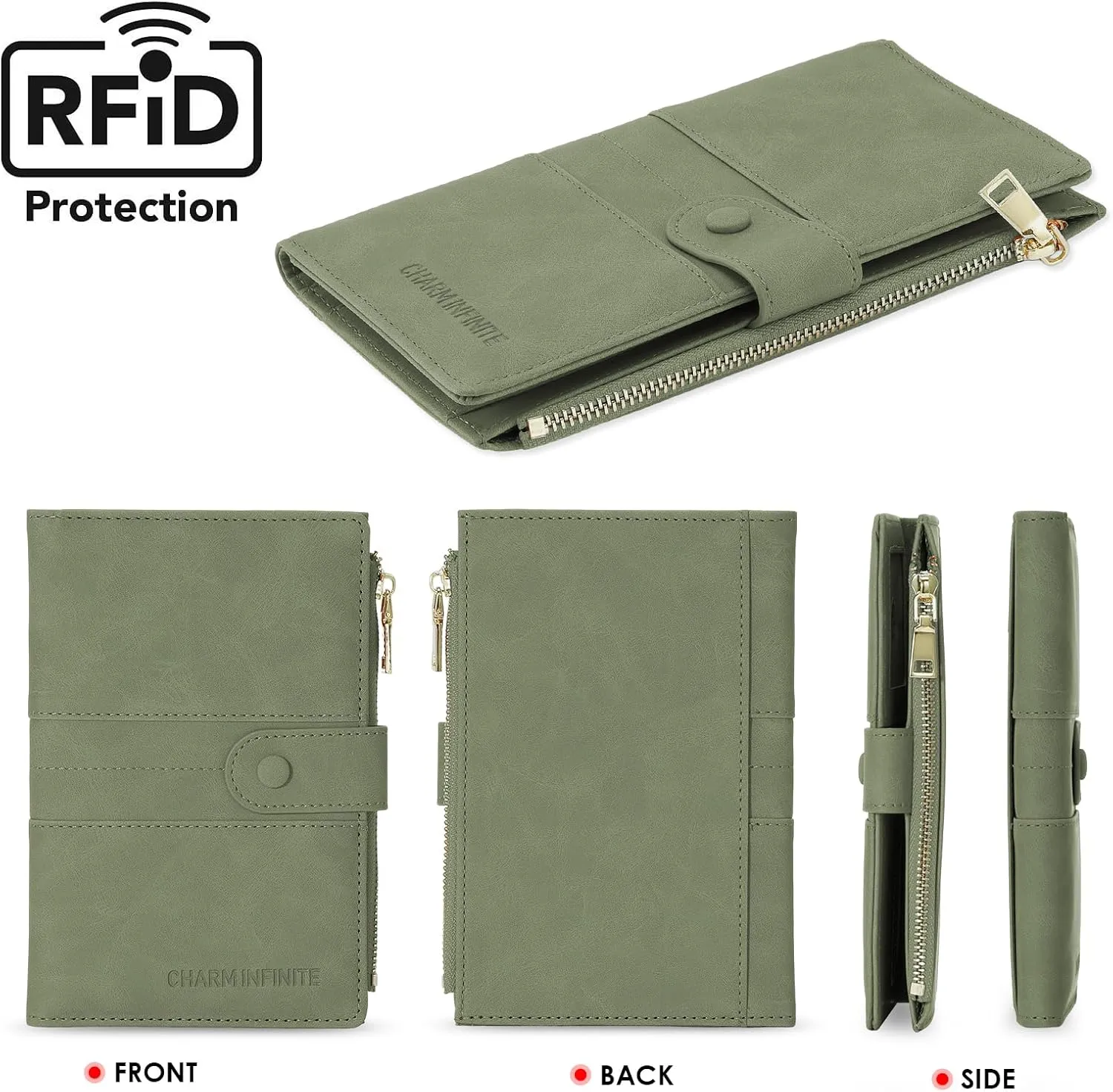 Passport Holder for Women Men Slim RFID Blocking Travel Passport Cover Wallet Purse with Zipper Pocket and Vaccine Card Slot