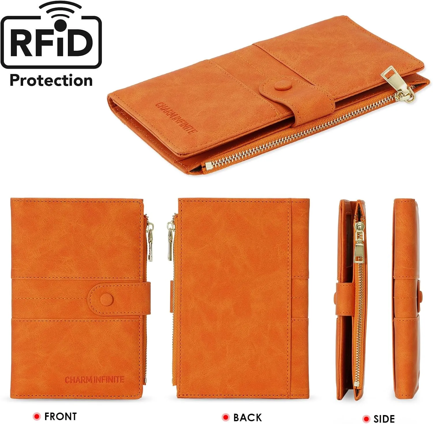 Passport Holder for Women Men Slim RFID Blocking Travel Passport Cover Wallet Purse with Zipper Pocket and Vaccine Card Slot