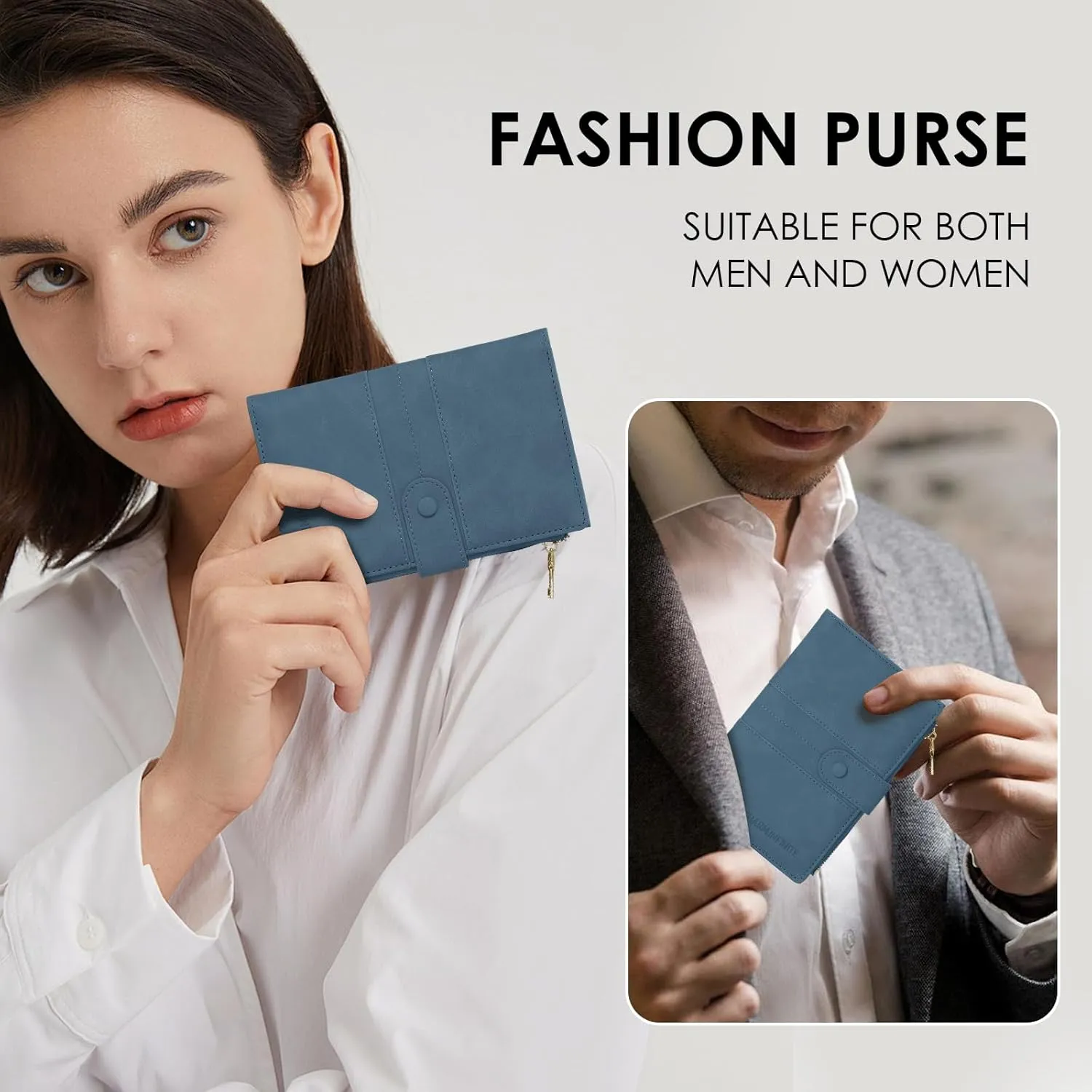 Passport Holder for Women Men Slim RFID Blocking Travel Passport Cover Wallet Purse with Zipper Pocket and Vaccine Card Slot