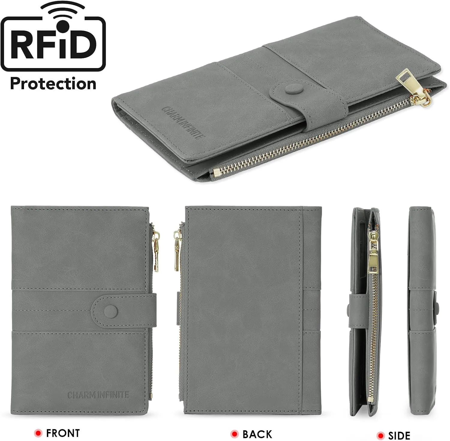 Passport Holder for Women Men Slim RFID Blocking Travel Passport Cover Wallet Purse with Zipper Pocket and Vaccine Card Slot
