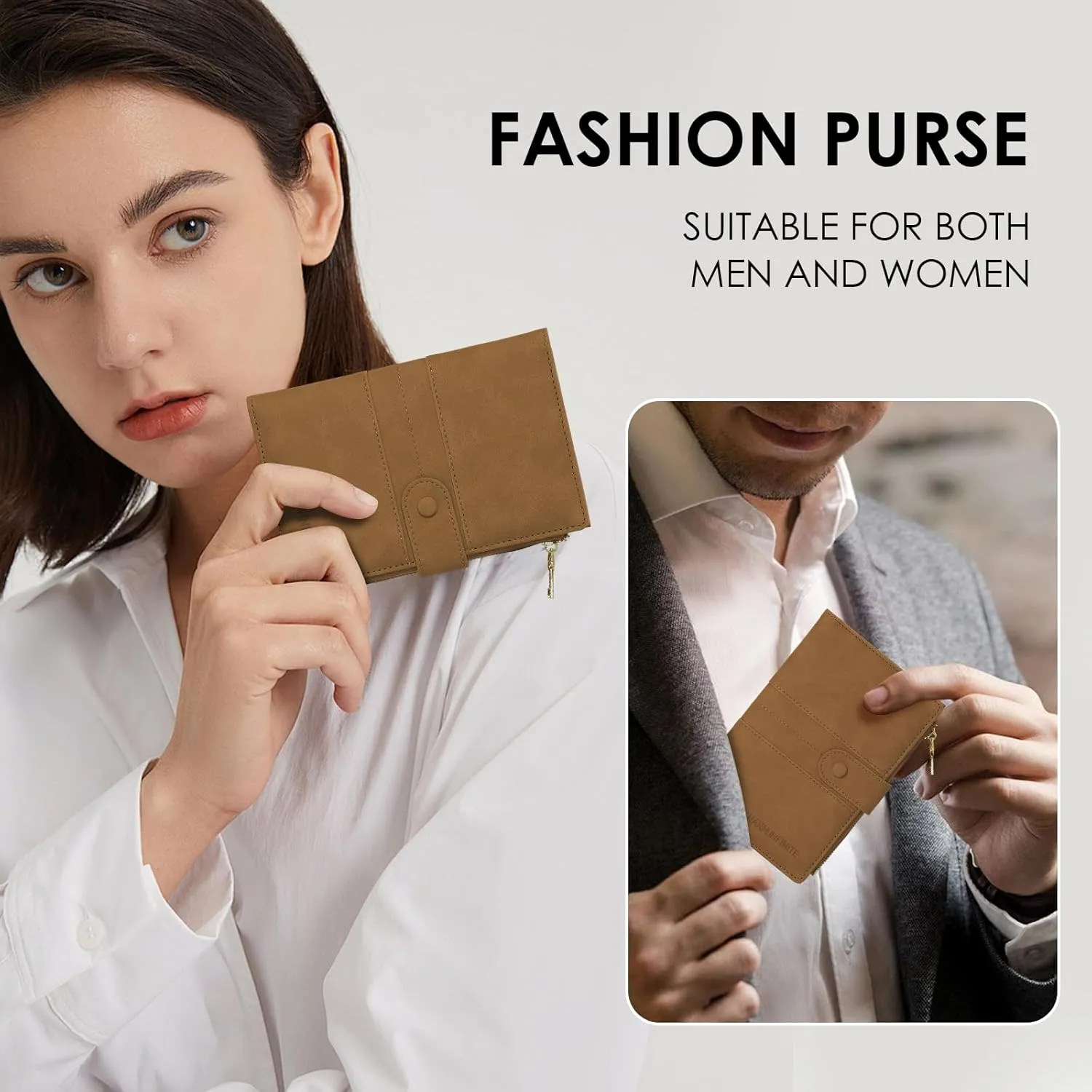 Passport Holder for Women Men Slim RFID Blocking Travel Passport Cover Wallet Purse with Zipper Pocket and Vaccine Card Slot