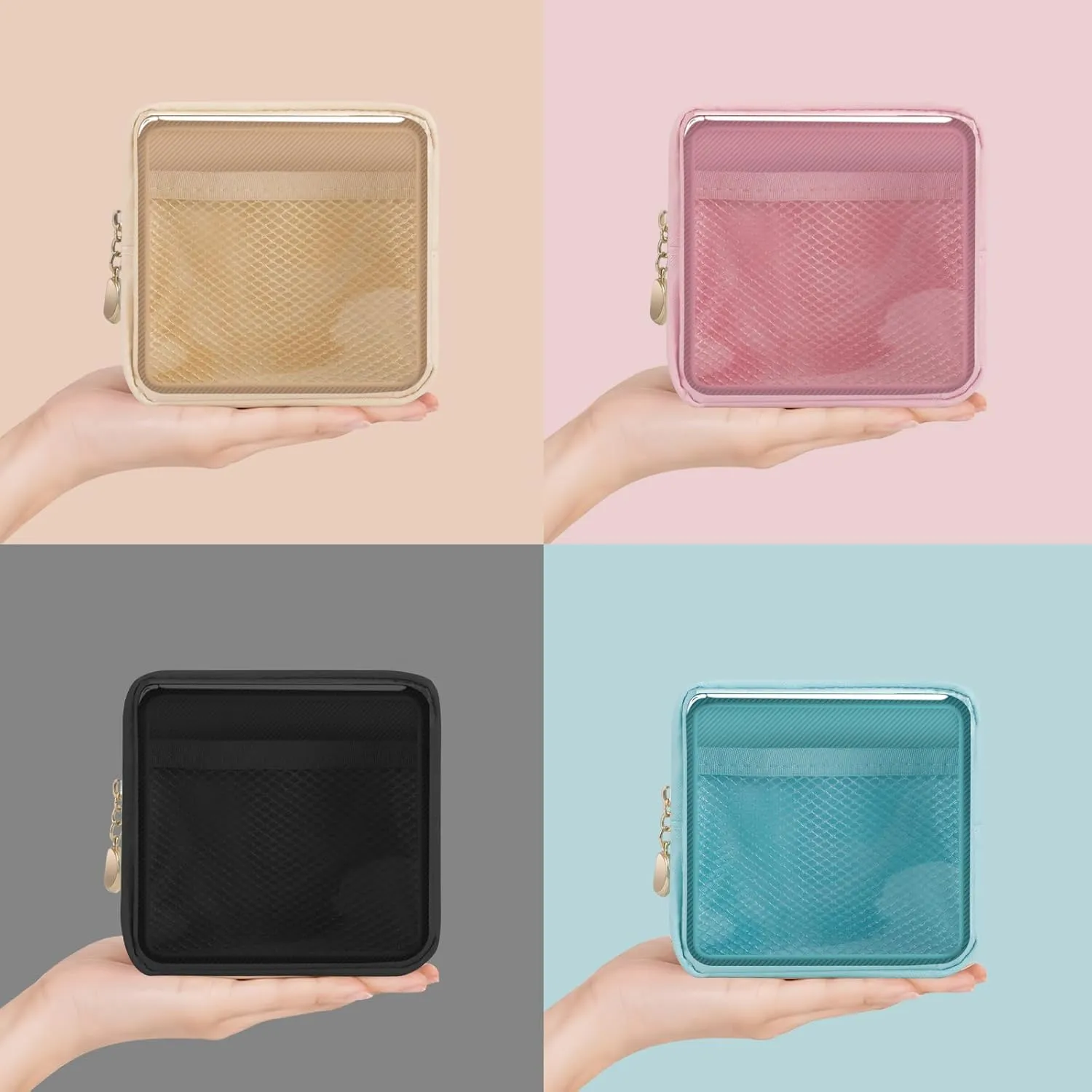 Personalized Initial Clear Bags Set, Clear Cosmetic Bags,Make Up Pouches, Clear Pouch for Organization, Clear Toiletry Travel Bag,Gifts for Women (S, Blue (1 Mini))