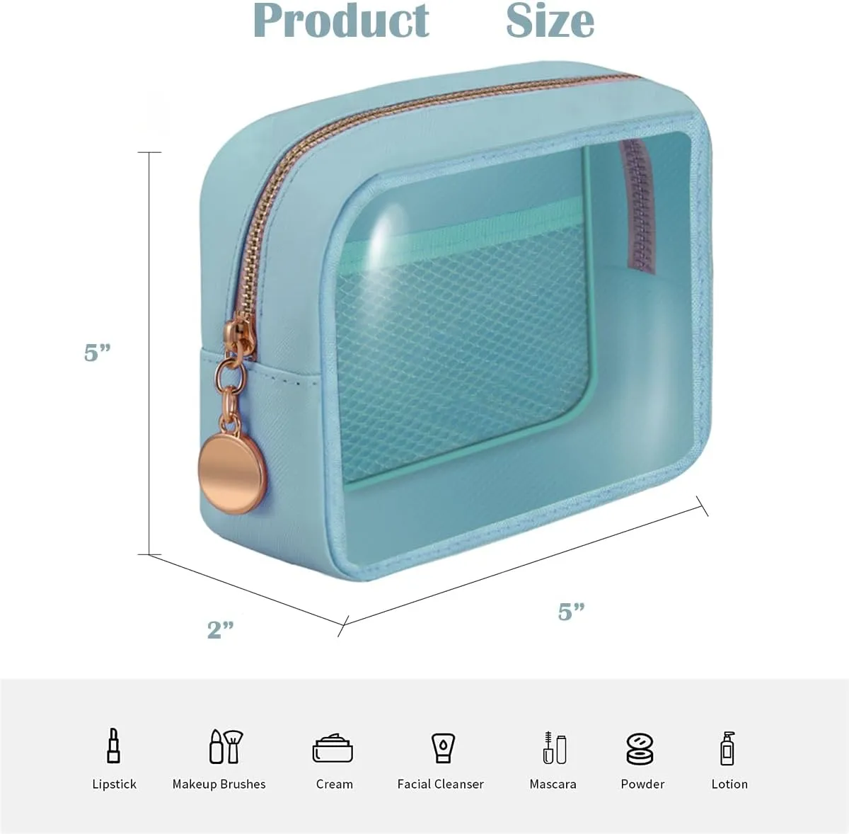 Personalized Initial Clear Bags Set, Clear Cosmetic Bags,Make Up Pouches, Clear Pouch for Organization, Clear Toiletry Travel Bag,Gifts for Women (S, Blue (1 Mini))
