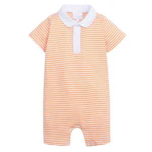 Peter Pan Polo Romper - Orange Stripe