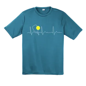 Pickleball Heartbeat EKG | Men's Short Sleeve Athletic Pickleball Shirt | 100% Polyester
