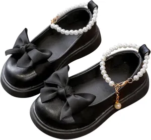 Platform Pearls Mary Jane Flat Kids Flower Girls Cute Bowknot Wedding Birthday Part Prom Leather Ballet Shoes