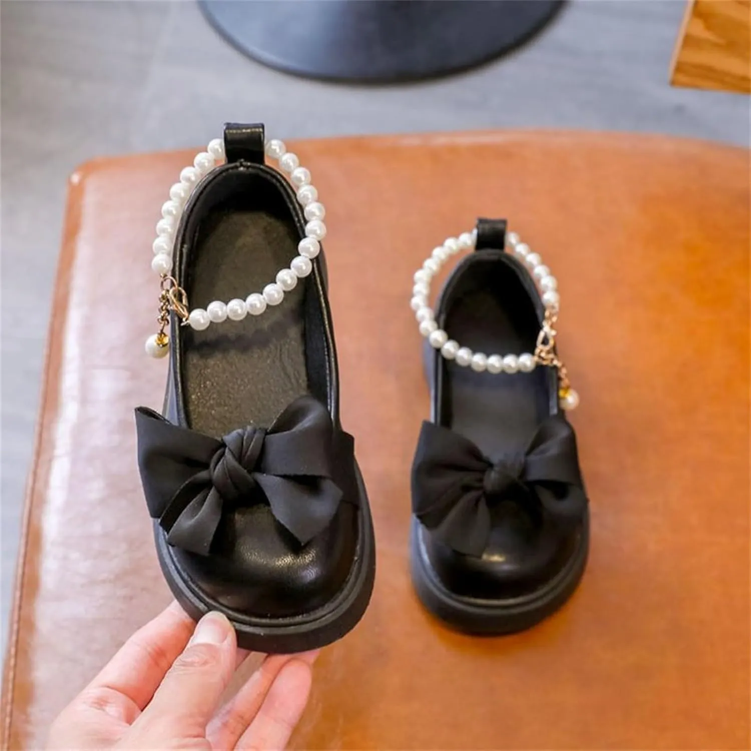 Platform Pearls Mary Jane Flat Kids Flower Girls Cute Bowknot Wedding Birthday Part Prom Leather Ballet Shoes