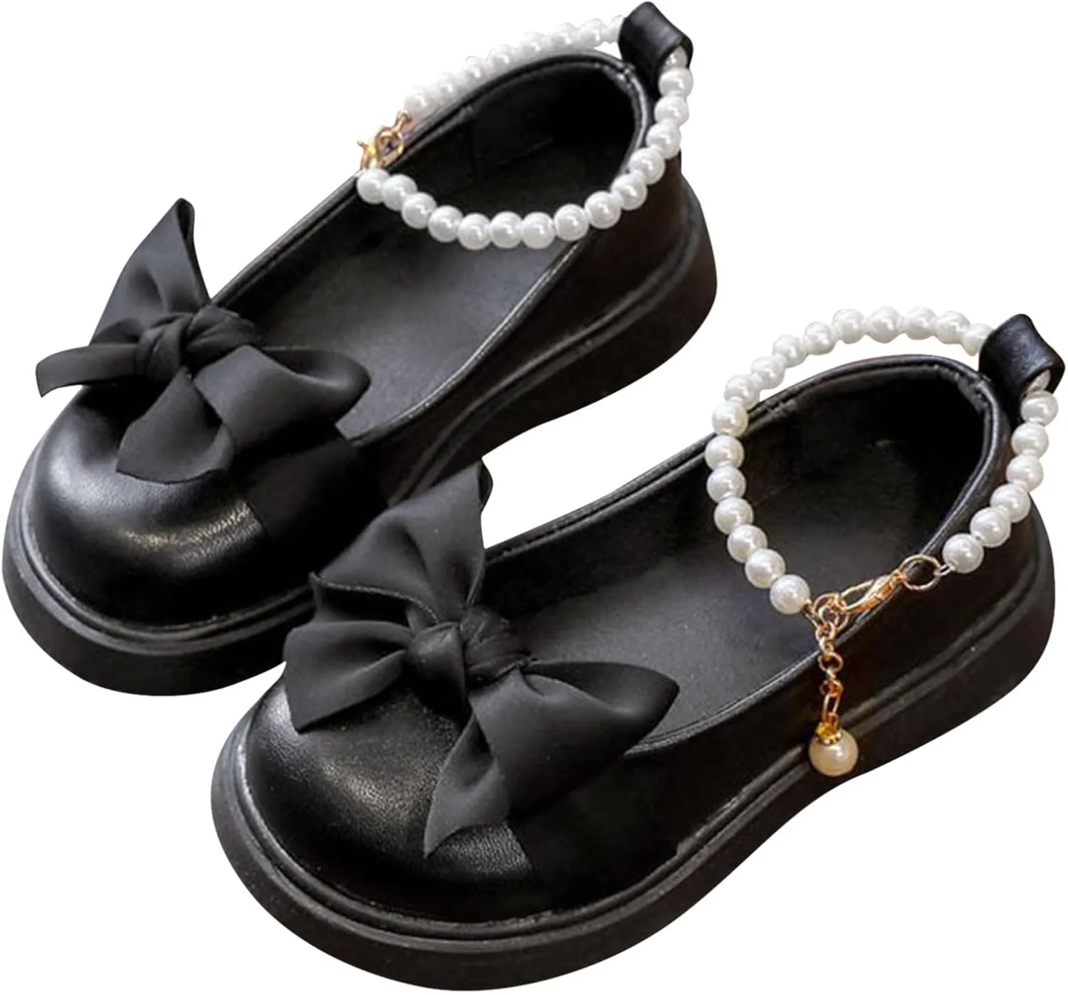 Platform Pearls Mary Jane Flat Kids Flower Girls Cute Bowknot Wedding Birthday Part Prom Leather Ballet Shoes
