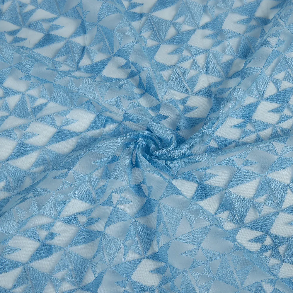 Polyester Check Pattern Lace Fabric