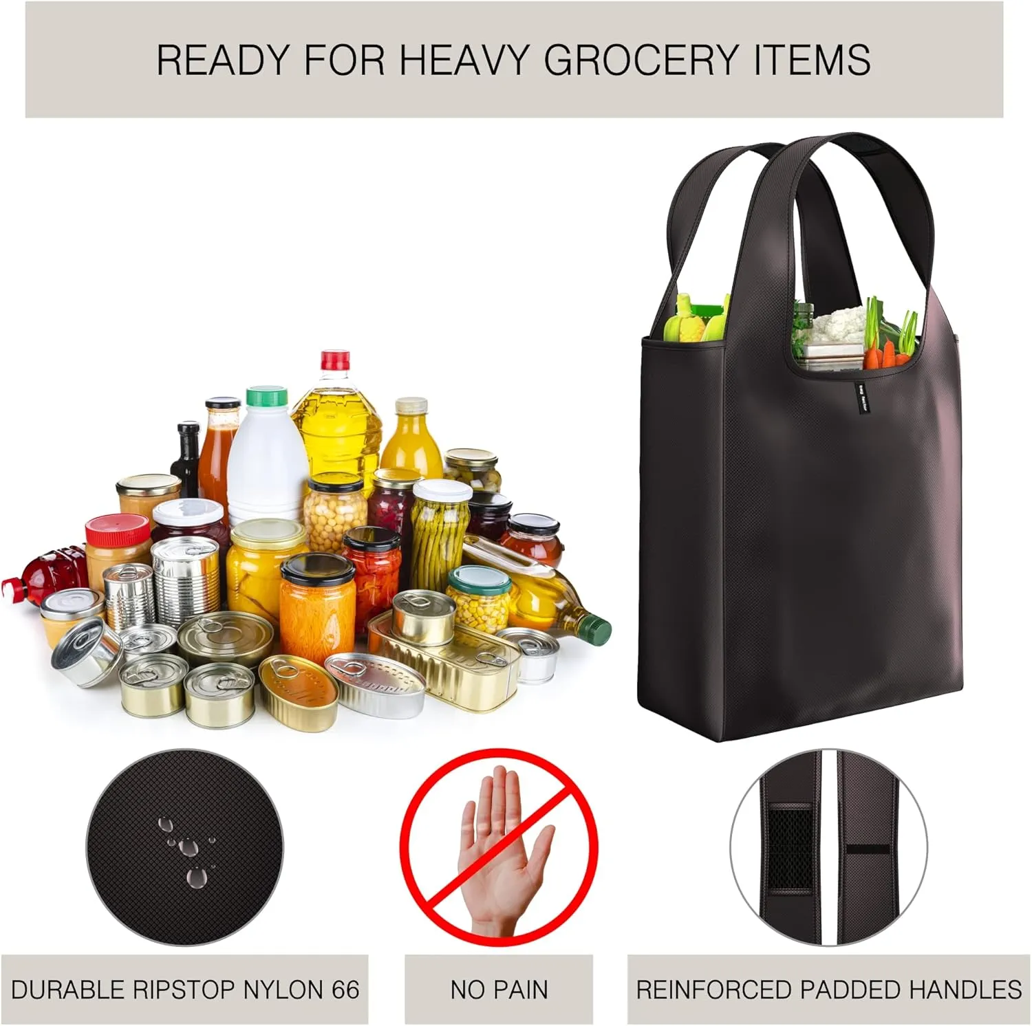 Premium Reusable Grocery Bag  Bag Factor Heavy Duty Foldable Shopping Bag Tote