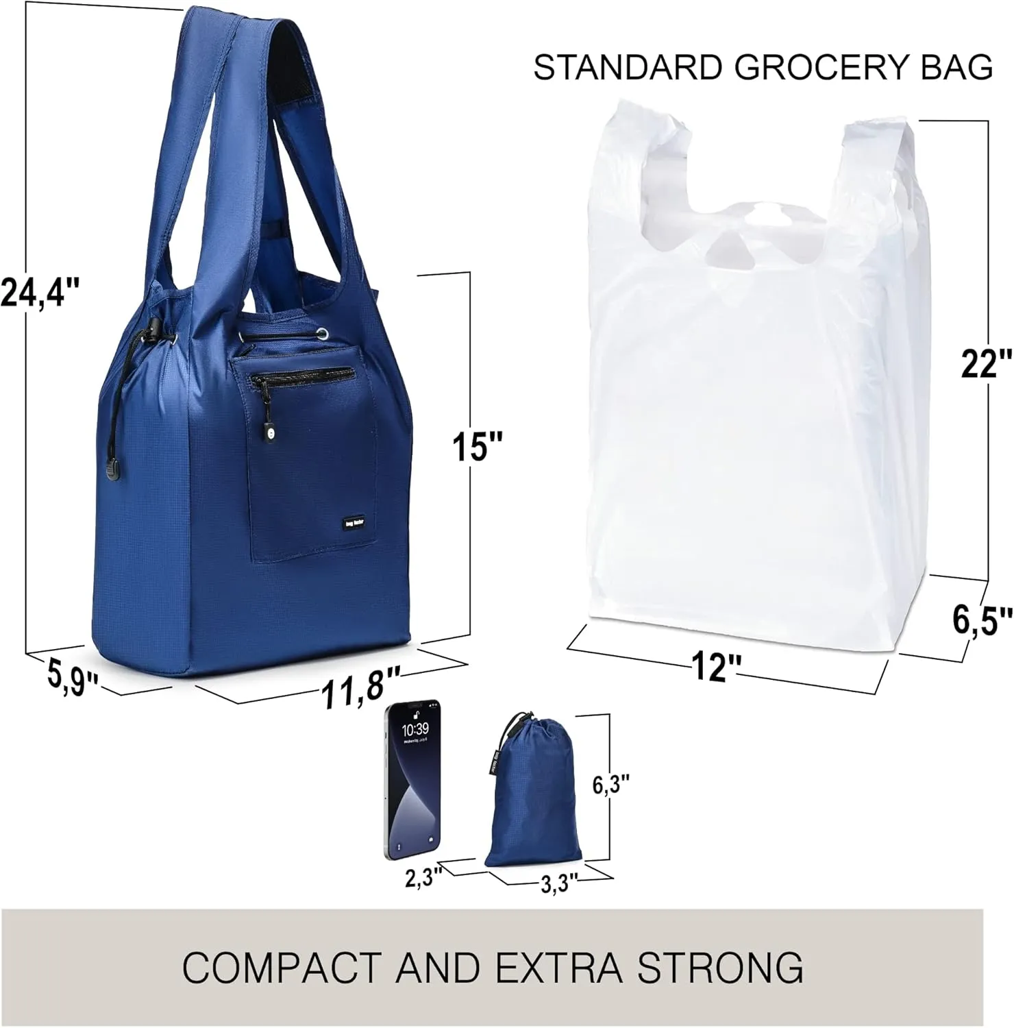 Premium Reusable Grocery Bag  Bag Factor Heavy Duty Foldable Shopping Bag Tote