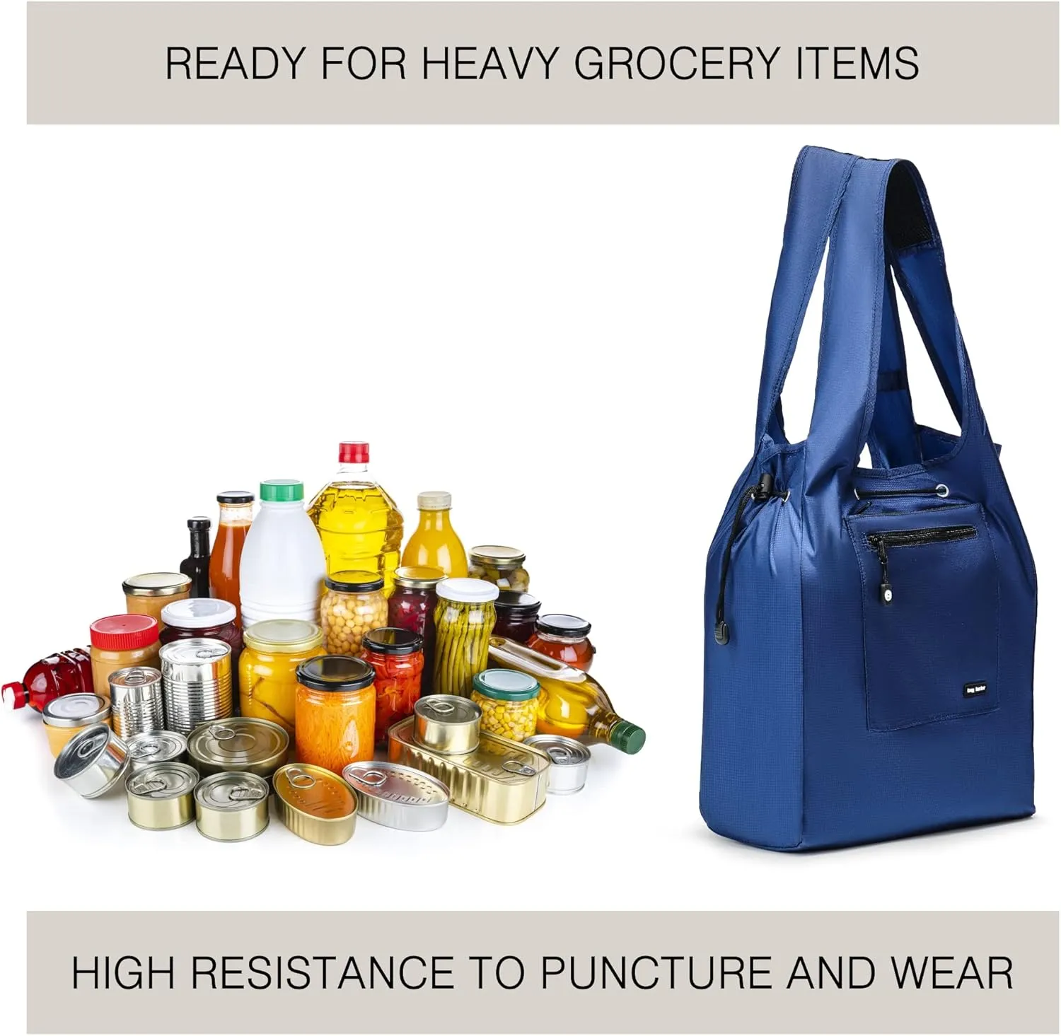 Premium Reusable Grocery Bag  Bag Factor Heavy Duty Foldable Shopping Bag Tote