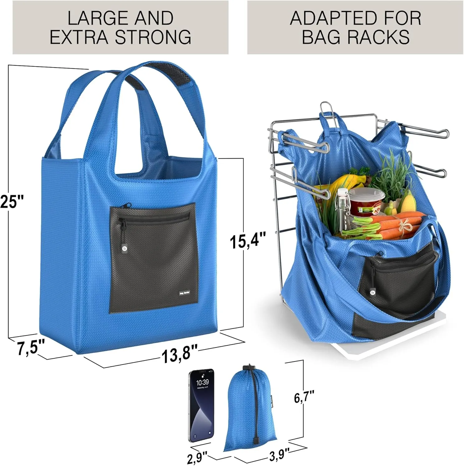 Premium Reusable Grocery Bag  Bag Factor Heavy Duty Foldable Shopping Bag Tote