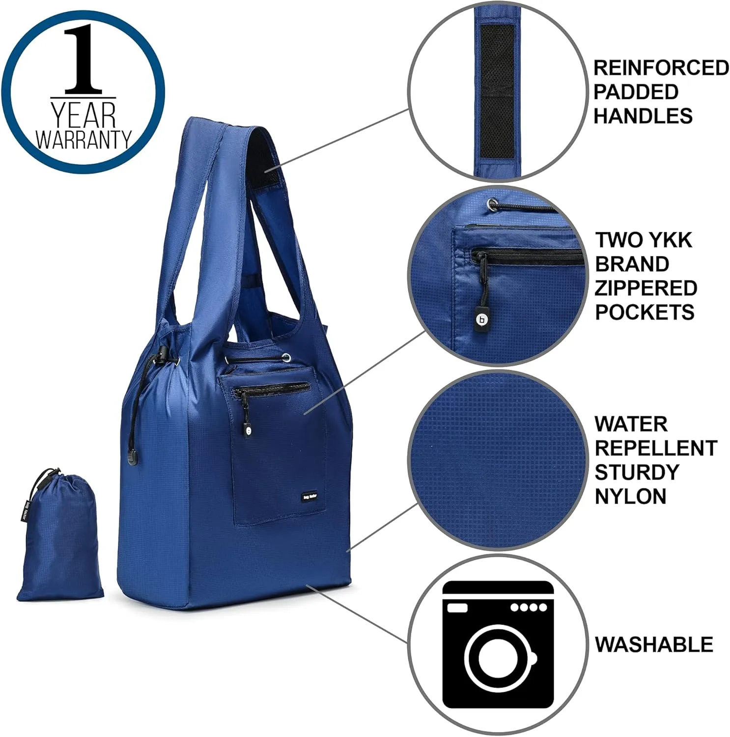 Premium Reusable Grocery Bag  Bag Factor Heavy Duty Foldable Shopping Bag Tote