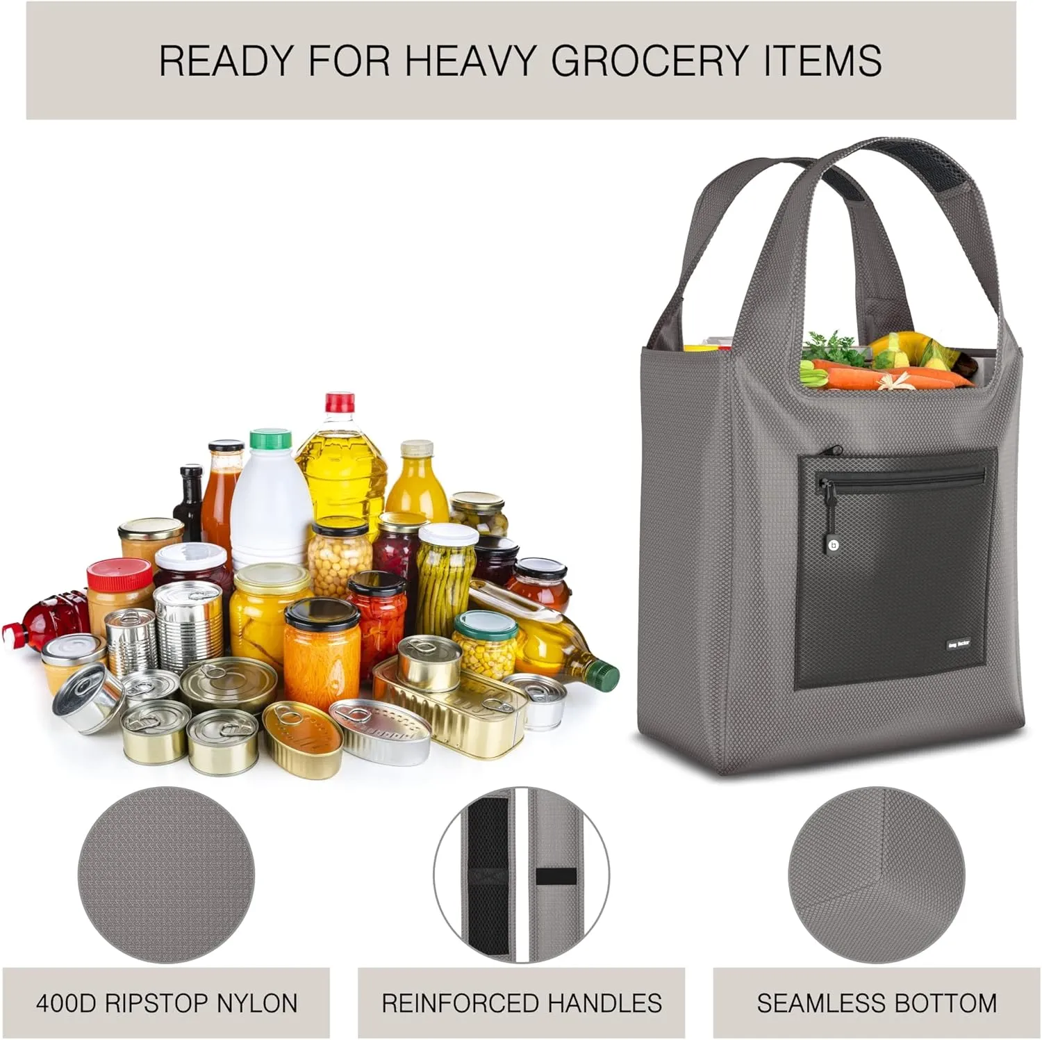 Premium Reusable Grocery Bag  Bag Factor Heavy Duty Foldable Shopping Bag Tote