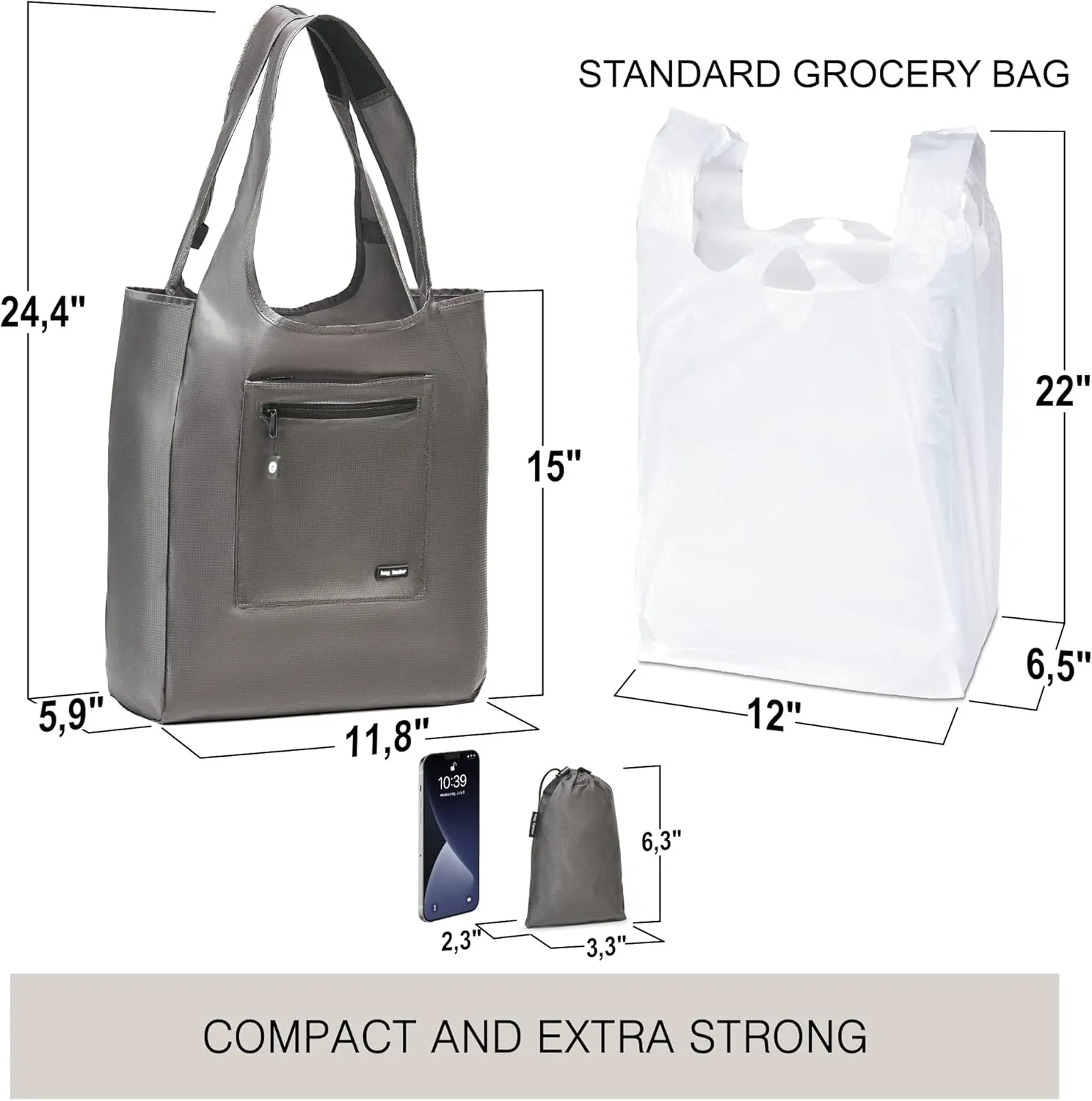 Premium Reusable Grocery Bag  Bag Factor Heavy Duty Foldable Shopping Bag Tote