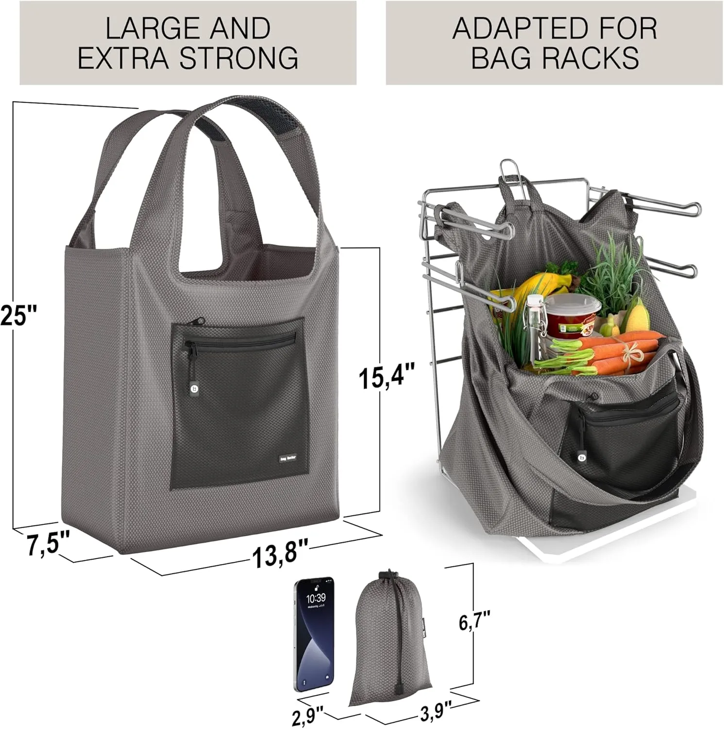 Premium Reusable Grocery Bag  Bag Factor Heavy Duty Foldable Shopping Bag Tote