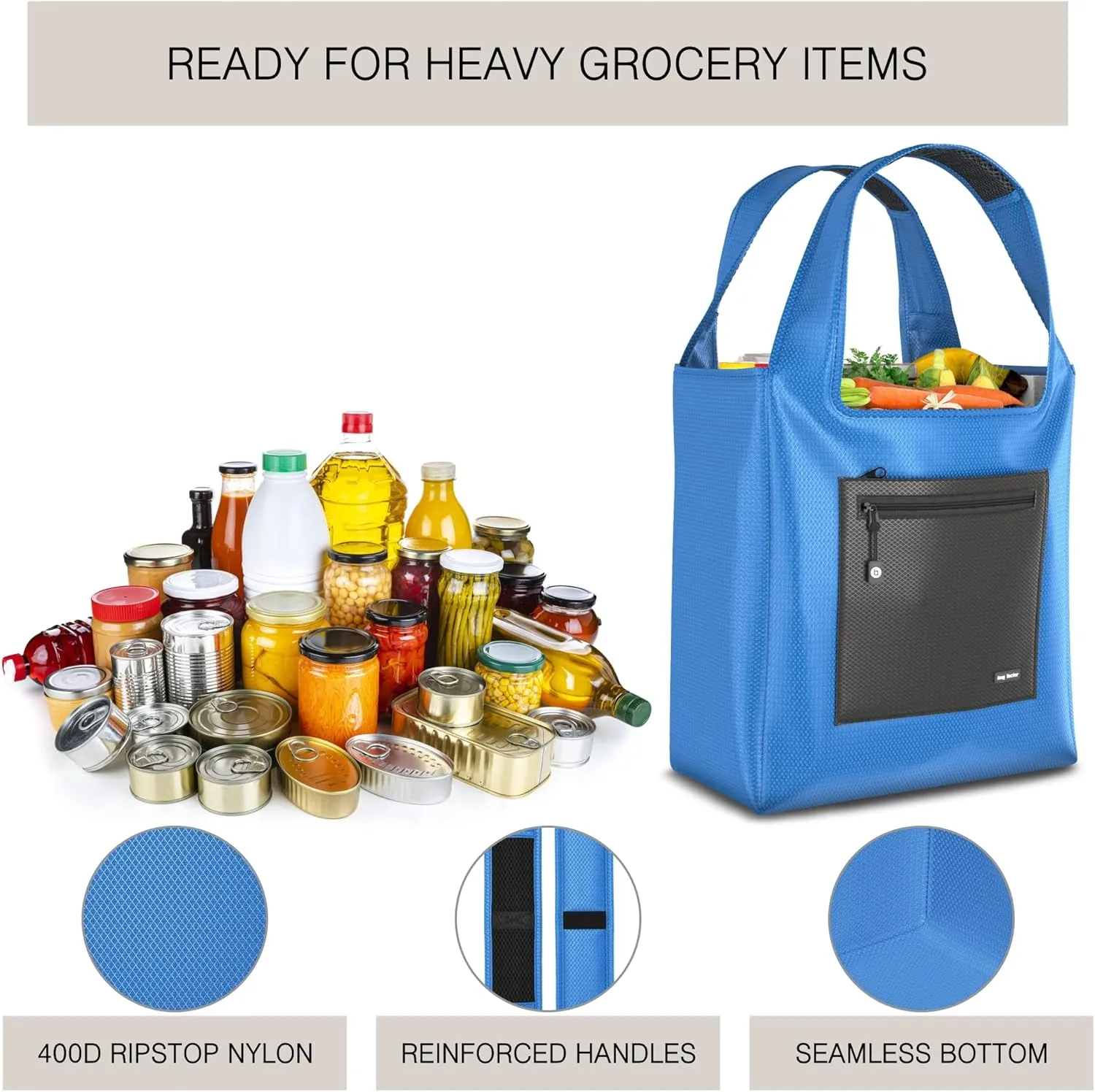 Premium Reusable Grocery Bag  Bag Factor Heavy Duty Foldable Shopping Bag Tote