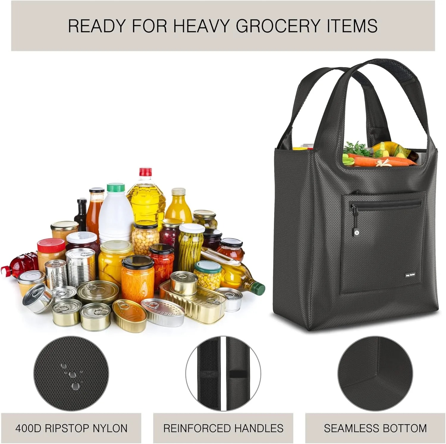 Premium Reusable Grocery Bag  Bag Factor Heavy Duty Foldable Shopping Bag Tote