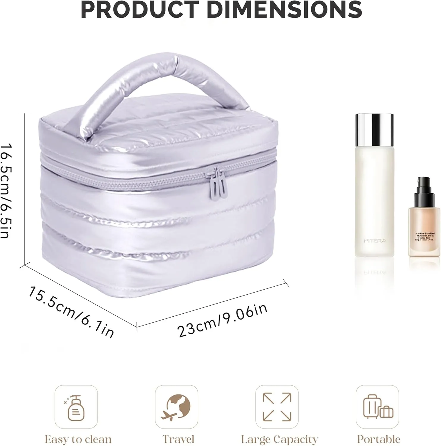 Prite Makeup Bag for Women Cute Cosmetic Bag Girls Portable Waterproof Toiletry Bag Travel Make Up Organizer Bag with Handle (Violet)