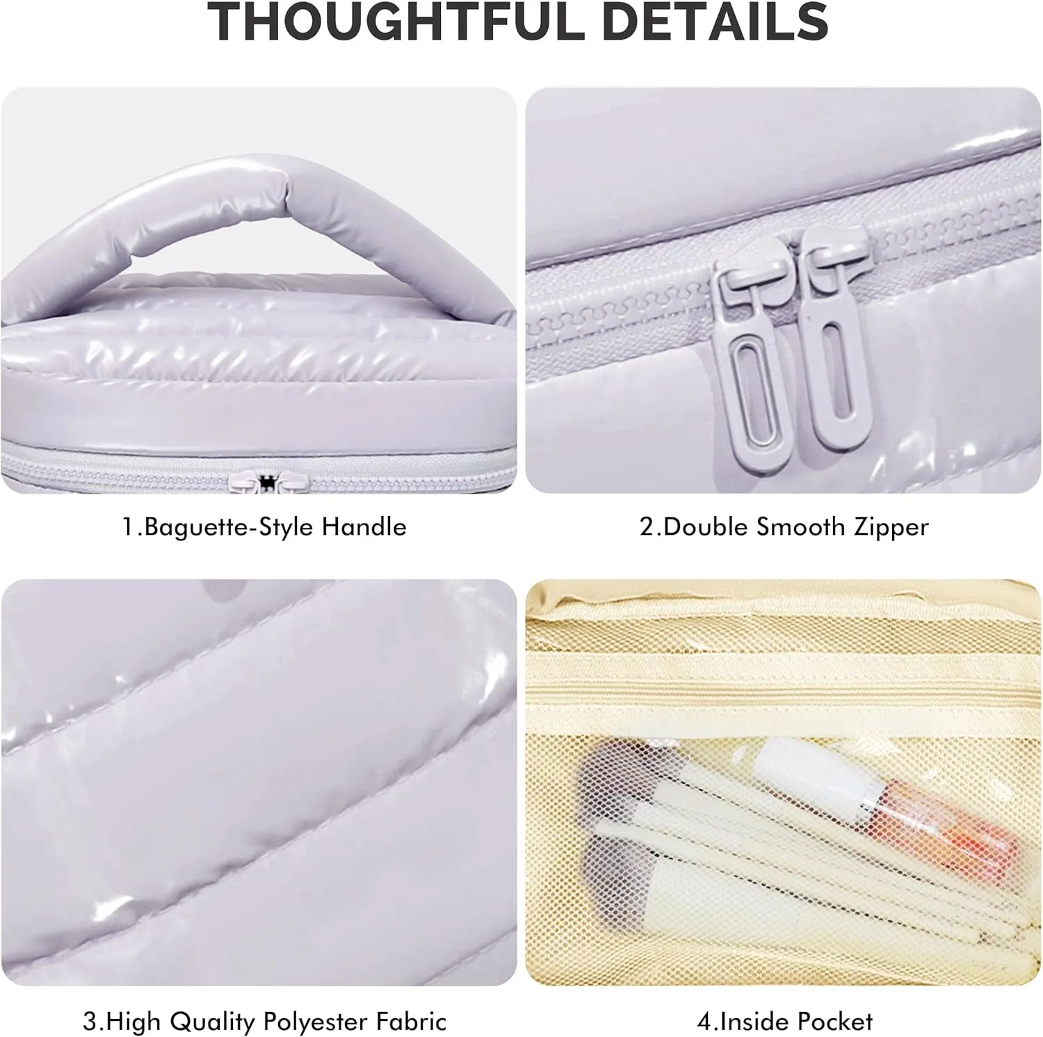 Prite Makeup Bag for Women Cute Cosmetic Bag Girls Portable Waterproof Toiletry Bag Travel Make Up Organizer Bag with Handle (Violet)