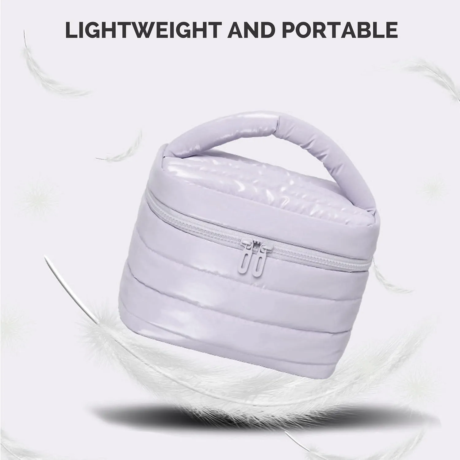 Prite Makeup Bag for Women Cute Cosmetic Bag Girls Portable Waterproof Toiletry Bag Travel Make Up Organizer Bag with Handle (Violet)