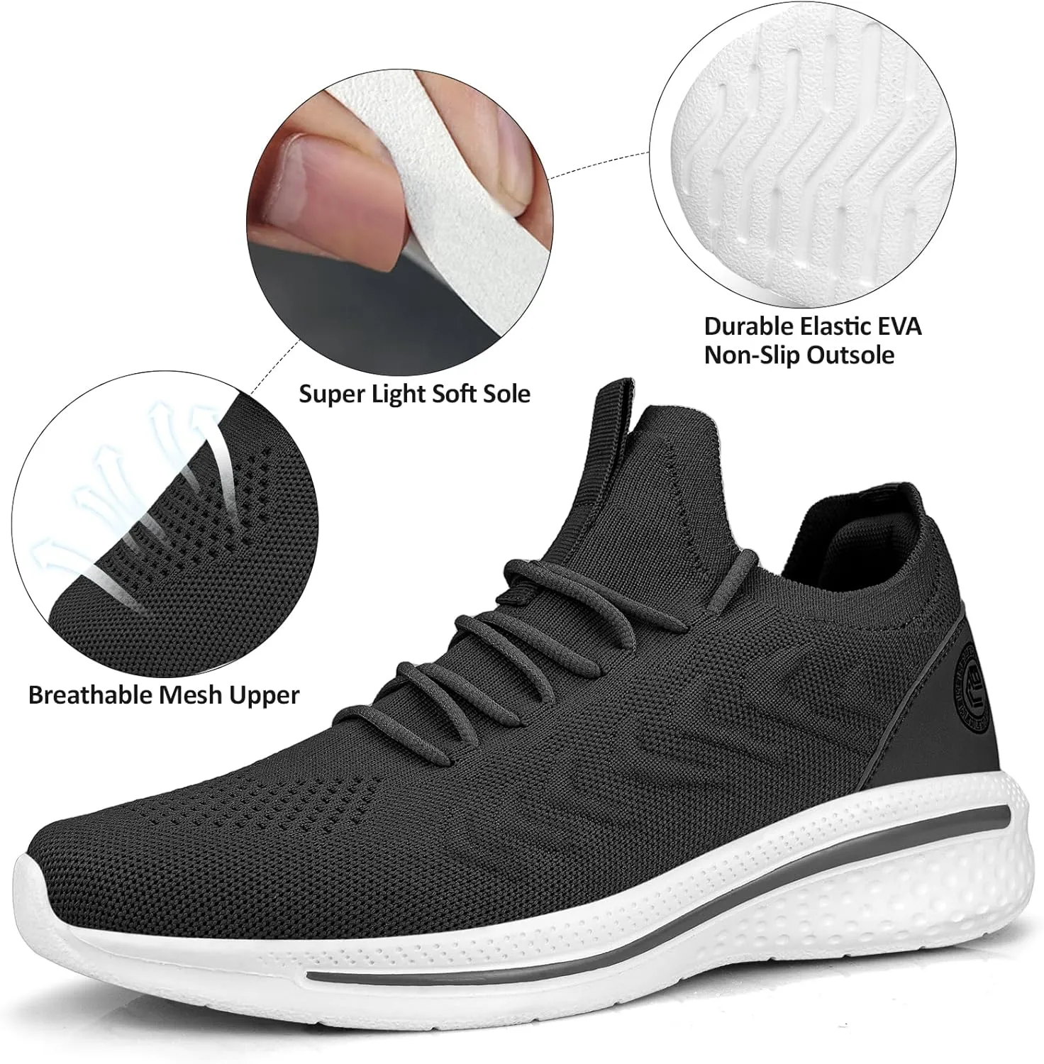 Pujcs Mens Walking Shoes Non Slip Running Shoes Breathable Slip on Sneakers Lightwight Gym Tennis Shoes for Men