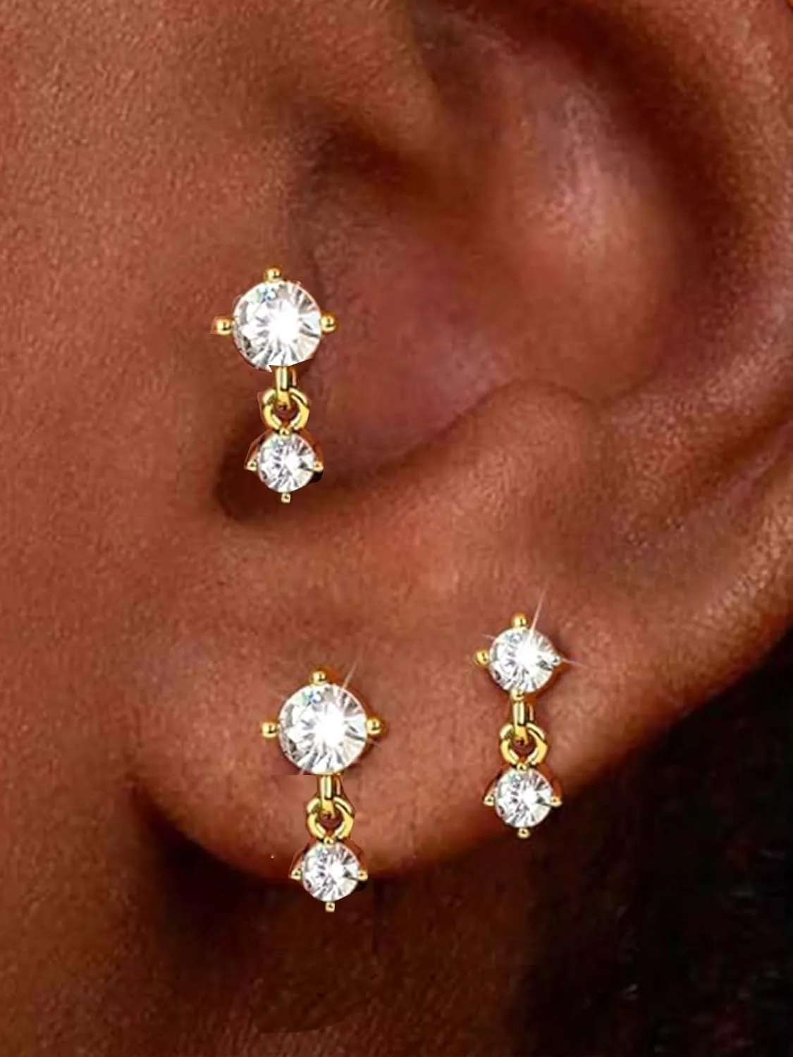 QWALIT Gold Earrings for Women Flat Back Hypoallergenic Screw Back Cartilage Earrings for Women Surgical Steel Small Hoop Earring Gold Plated Helix Jewelry Second Hole Earring Set