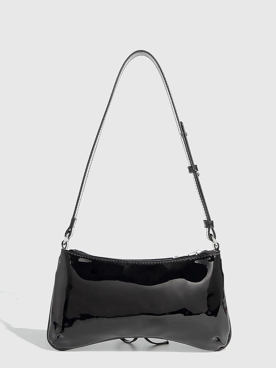 QWINEE Women's Bow Shoulder Bag Patent Leather Underarm Bag Lace Up Handbag Y2K Purse Clutch