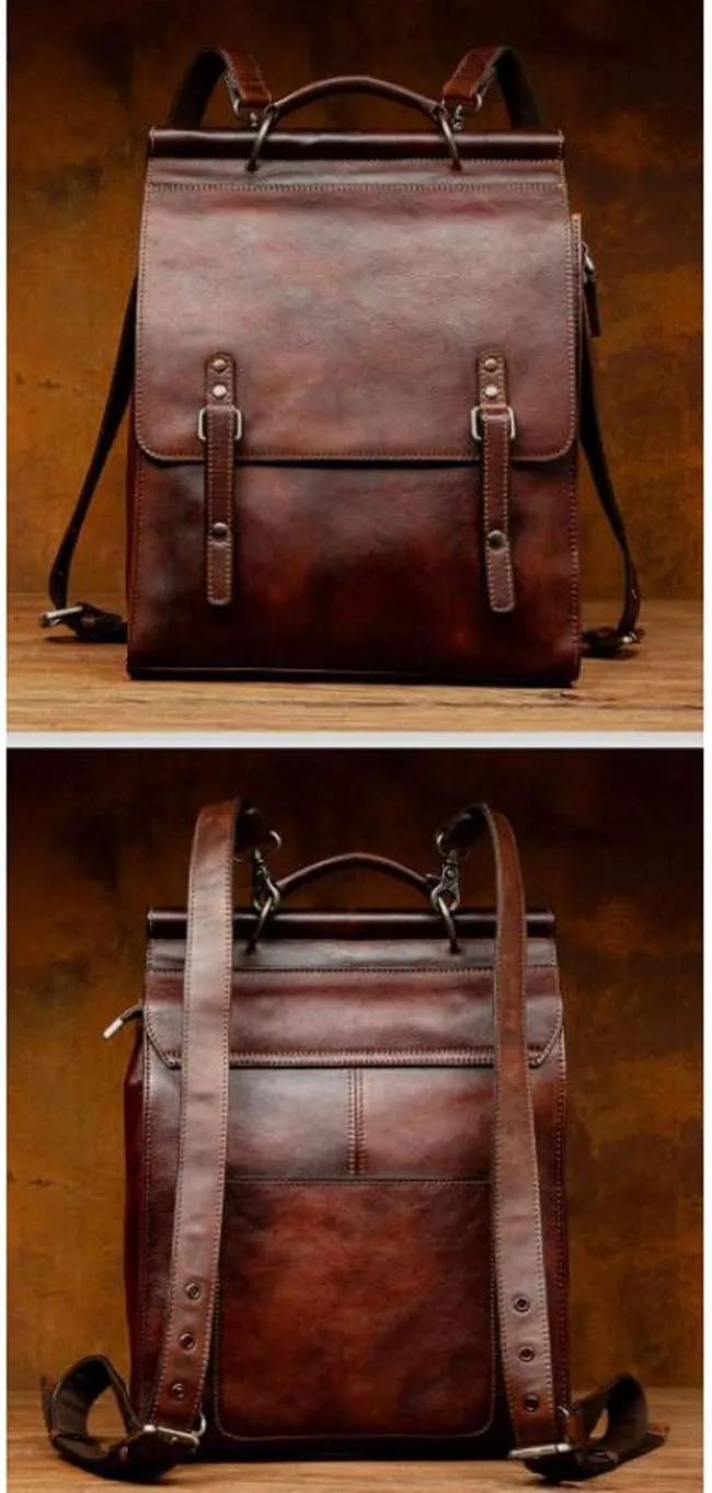 Retro Backpacks Mens Genuine Leather Laptop Bags Casual Daypack Briefcases Computers Bags Travel Bags