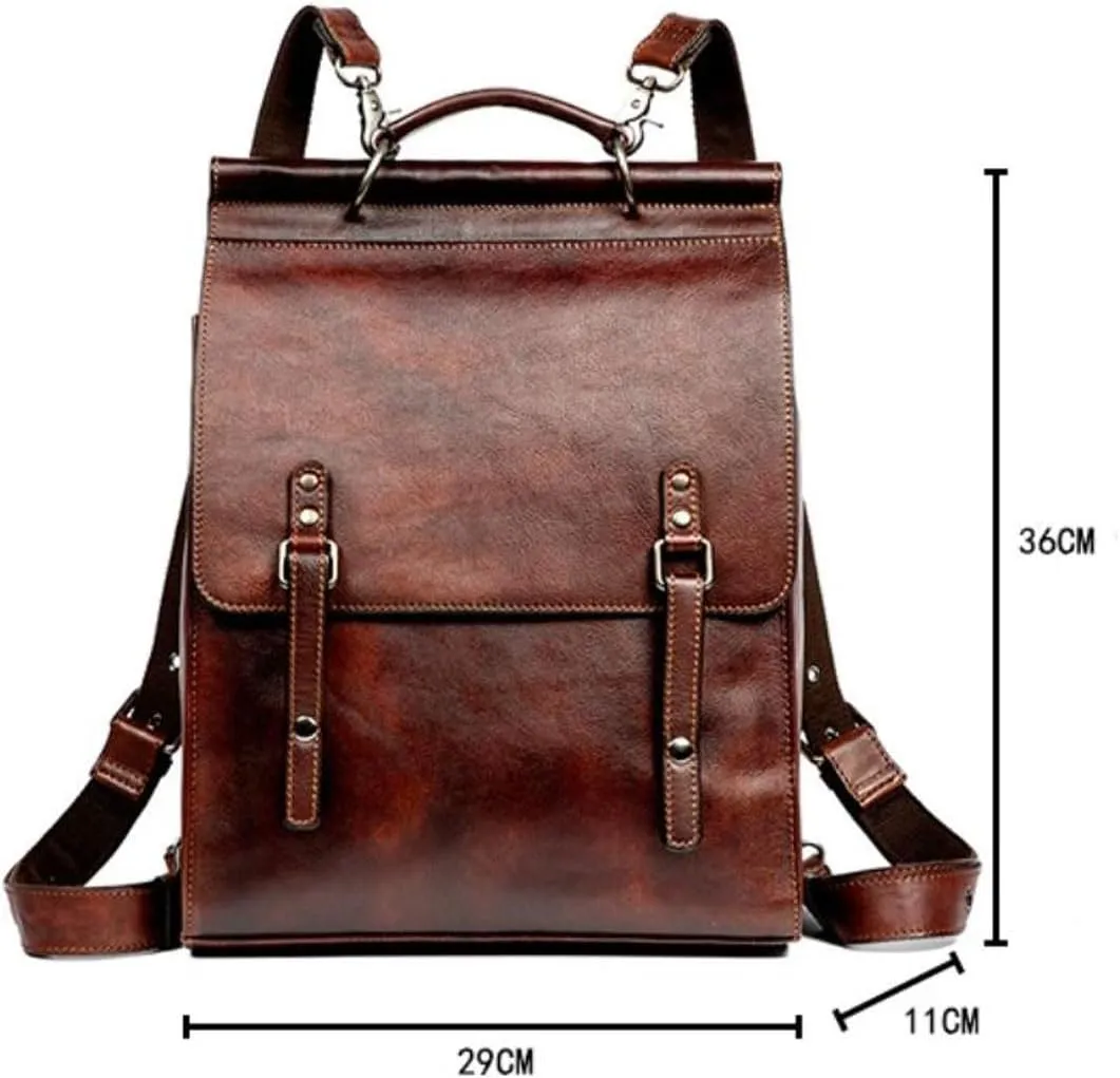 Retro Backpacks Mens Genuine Leather Laptop Bags Casual Daypack Briefcases Computers Bags Travel Bags