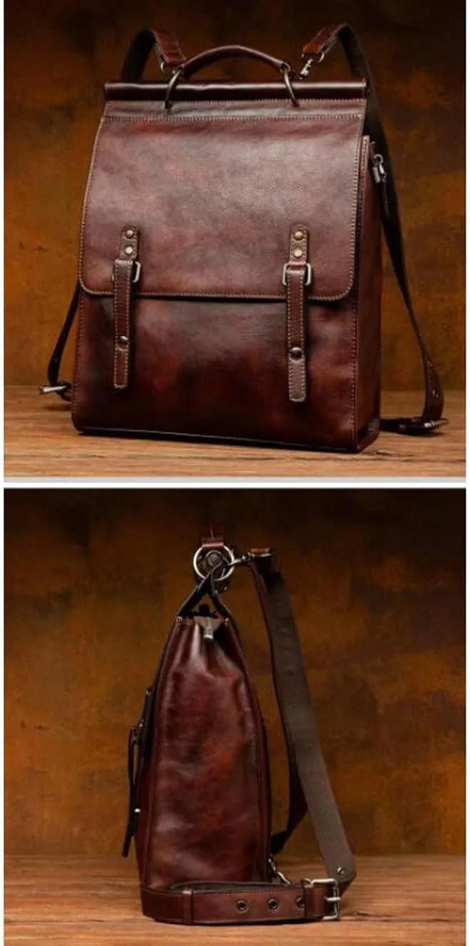 Retro Backpacks Mens Genuine Leather Laptop Bags Casual Daypack Briefcases Computers Bags Travel Bags