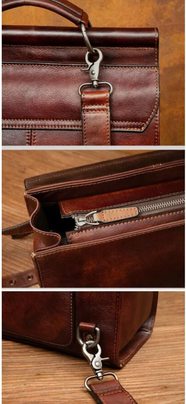 Retro Backpacks Mens Genuine Leather Laptop Bags Casual Daypack Briefcases Computers Bags Travel Bags