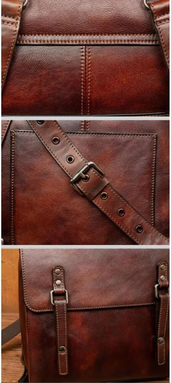 Retro Backpacks Mens Genuine Leather Laptop Bags Casual Daypack Briefcases Computers Bags Travel Bags