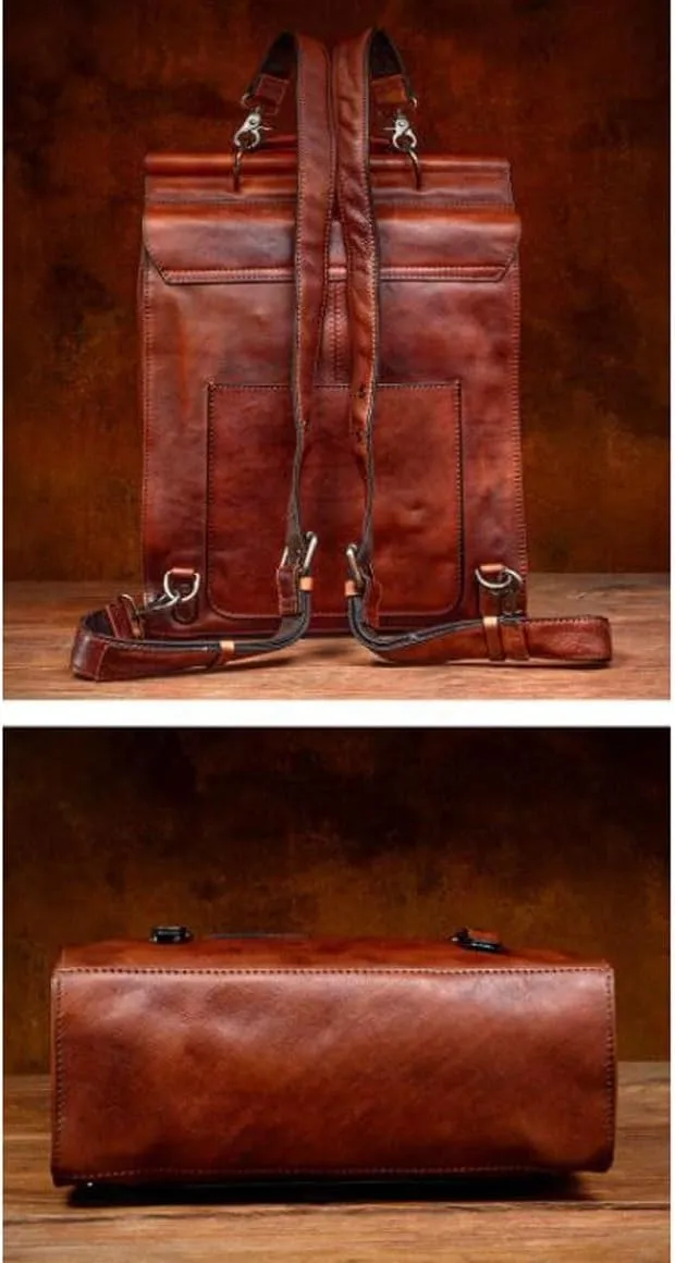 Retro Backpacks Mens Genuine Leather Laptop Bags Luggage Travel Bags Computers Bags Briefcases Casual Daypack
