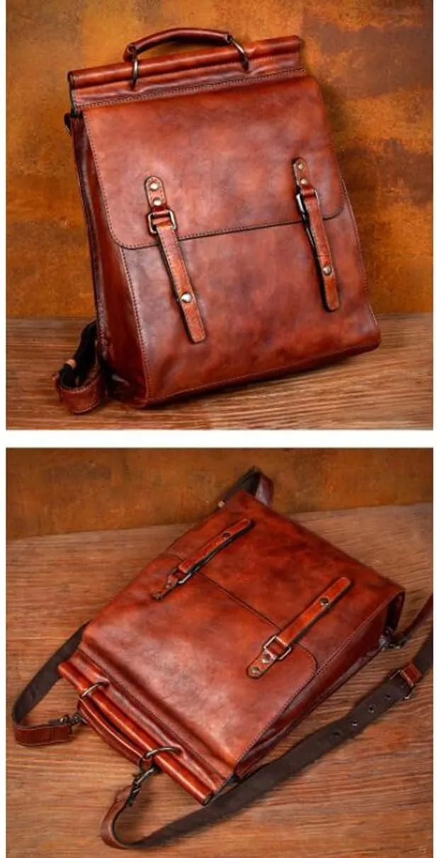 Retro Backpacks Mens Genuine Leather Laptop Bags Luggage Travel Bags Computers Bags Briefcases Casual Daypack