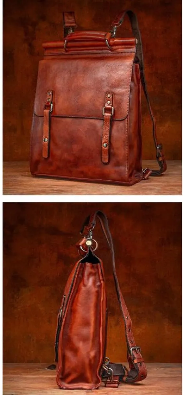 Retro Backpacks Mens Genuine Leather Laptop Bags Luggage Travel Bags Computers Bags Briefcases Casual Daypack