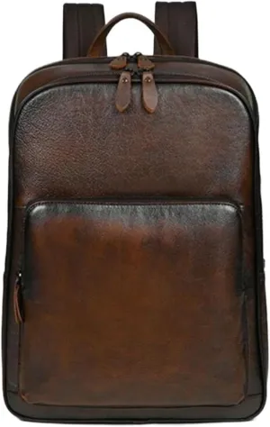 Retro Mens Backpacks Genuine Leather Laptop Bags Briefcases Computers Bags Luggage Travel Bags Casual Daypack