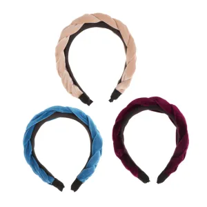 Retro Style 3pcs Gold Velvet Headband Solid Braid Hair Loop Lightweight Hair Suede Accessory for Ladies Random