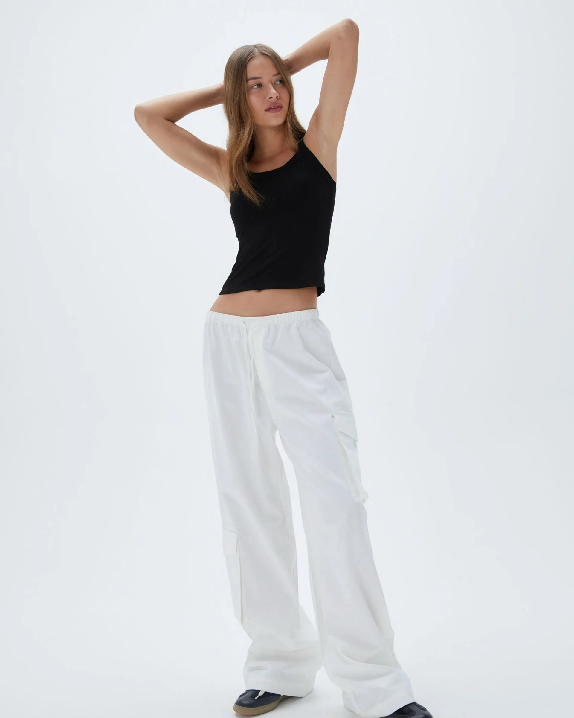Rib Wide Binding Vest Top - Black