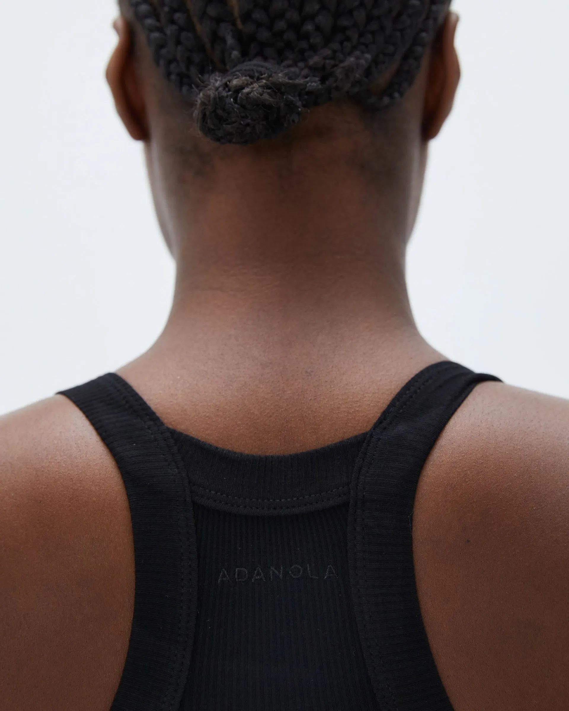 Rib Wide Binding Vest Top - Black